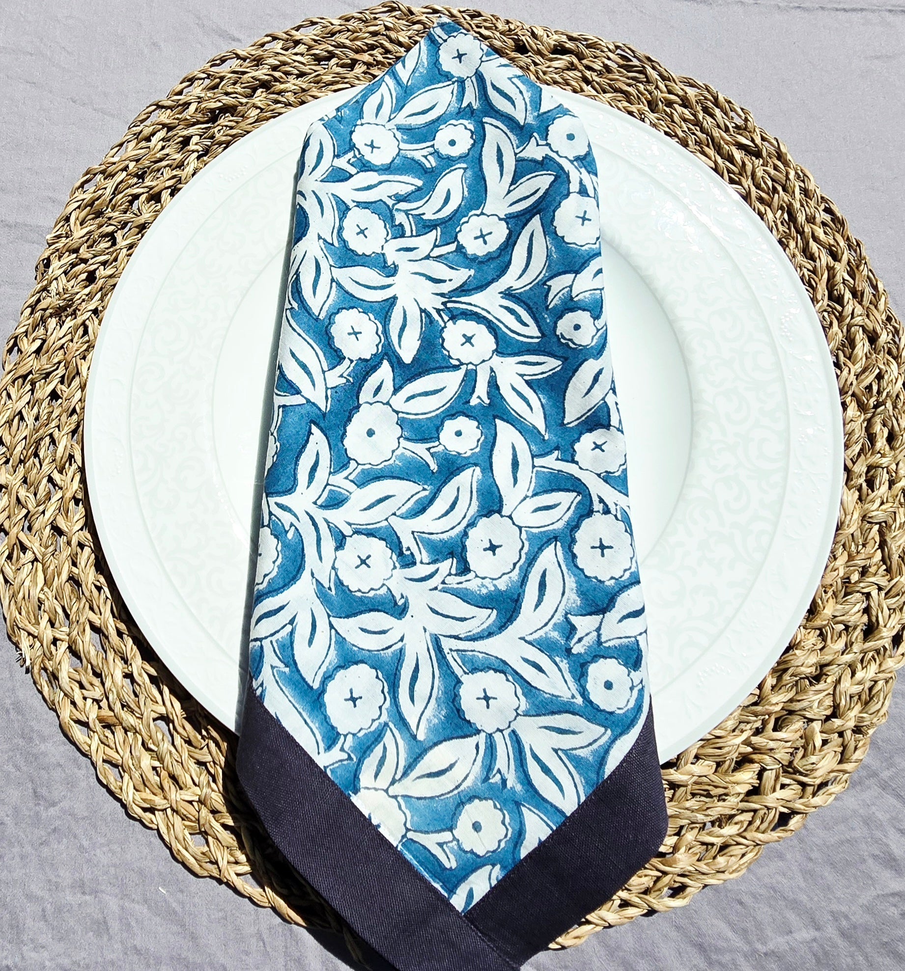 Block Print Handmade Cotton Napkins Set - Ohana Earth