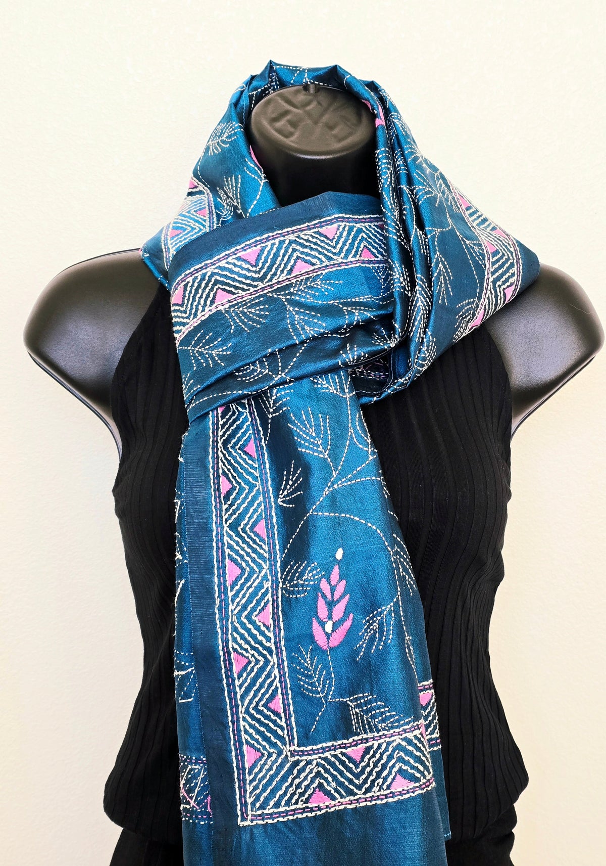Hand Embroidered Silk Kantha Scarves - Ohana Earth