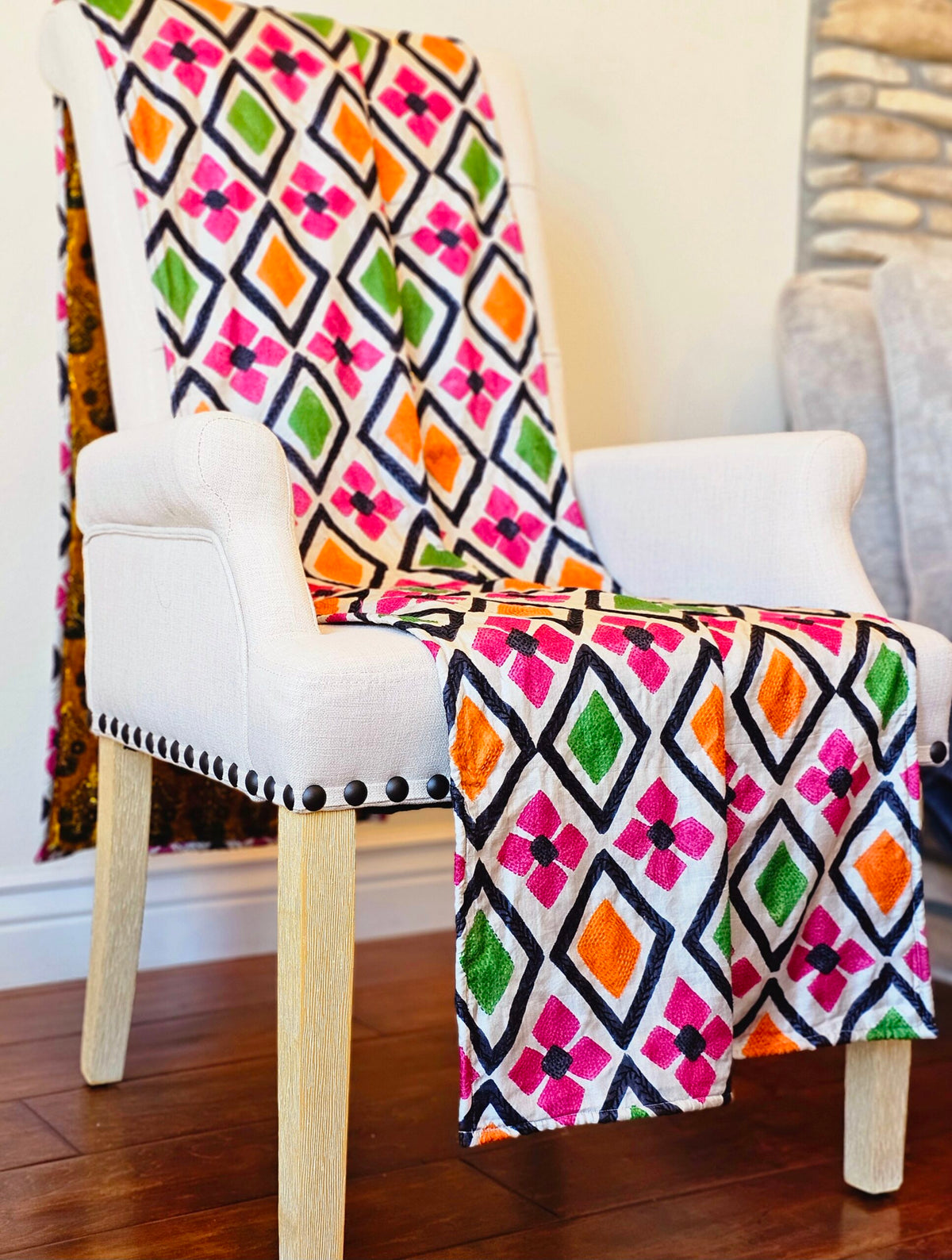 Pink Kantha Throw - Ohana Earth