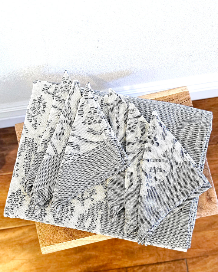 Pure Cotton Handwoven Jacquard Napkins Set - Ohana Earth
