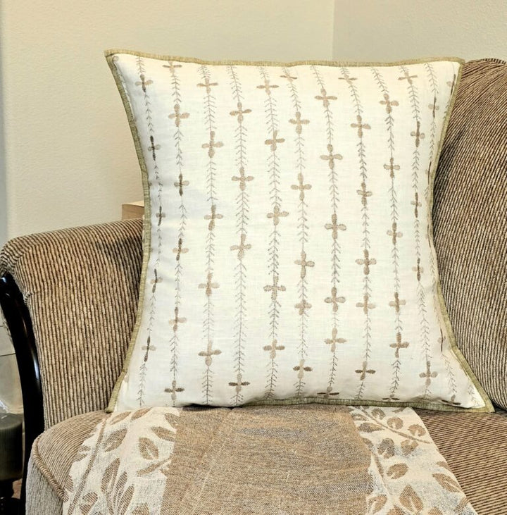 Hand Embroidered Cotton Linen Cushion Cover - Ohana Earth