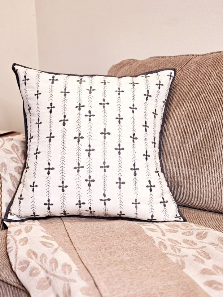 Hand Embroidered Cotton Linen Cushion Cover - Ohana Earth