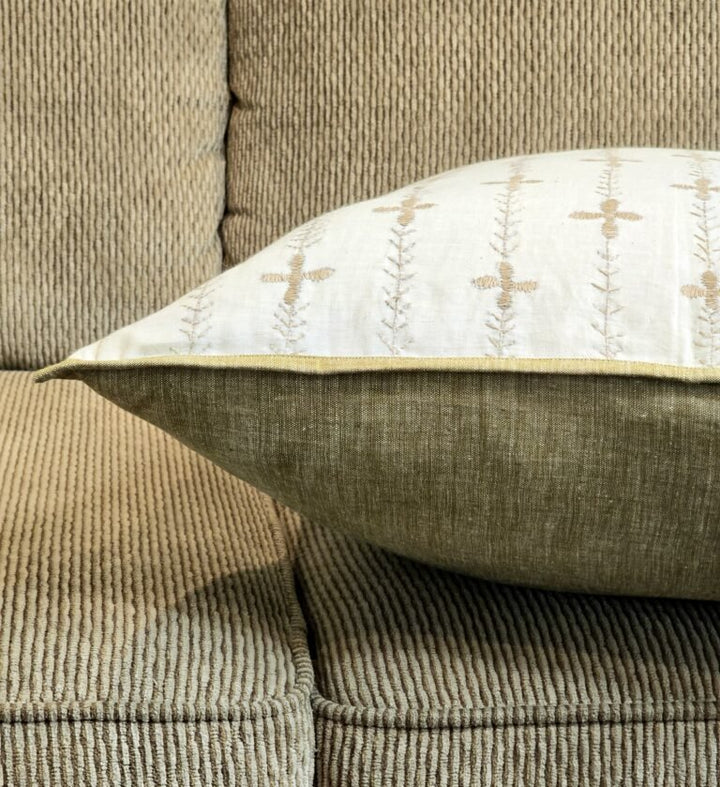 Hand Embroidered Cotton Linen Cushion Cover - Ohana Earth