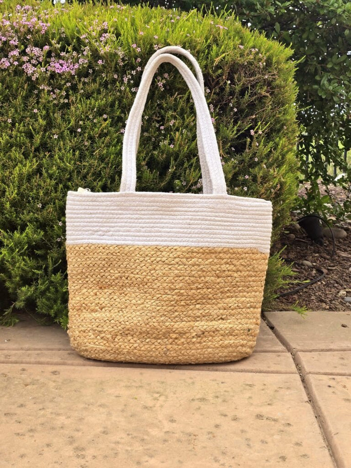 Ohana Woven, Lined Jute Tote Bag - Ohana Earth