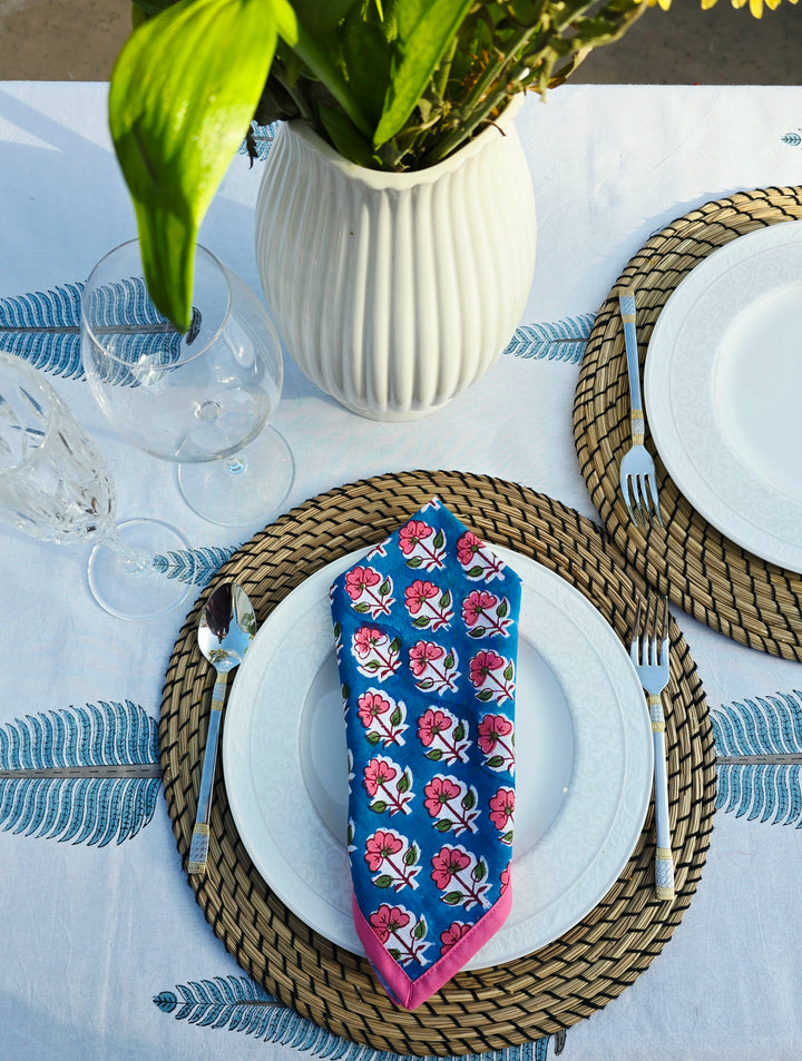 Wildrose Pure Cotton Hand block Printed Napkin - Ohana Earth