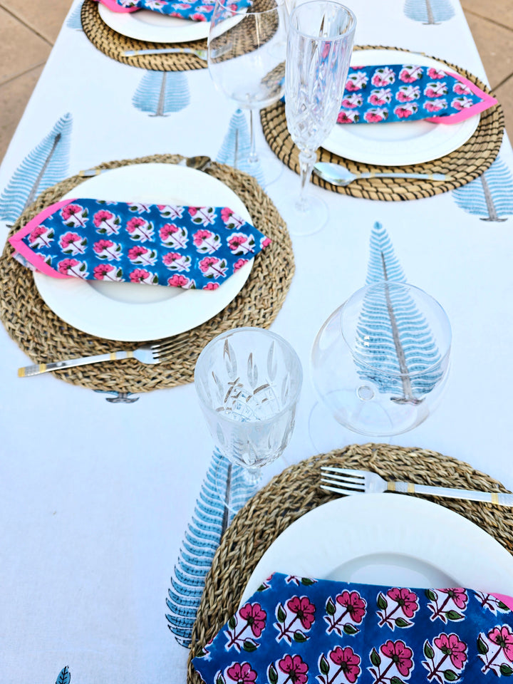 Wildrose Pure Cotton Hand block Printed Napkin - Ohana Earth