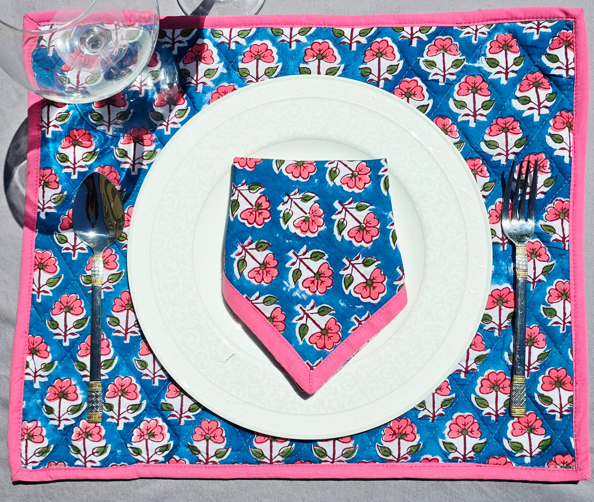 Wildrose Pure Cotton Hand block Printed Napkin - Ohana Earth