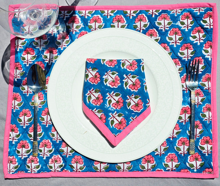 Wildrose Pure Cotton Hand block Printed Napkin - Ohana Earth