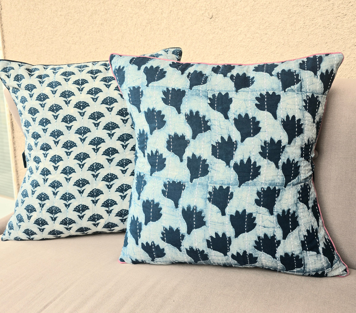 Indigo Kantha Cushion Cover - Ohana Earth