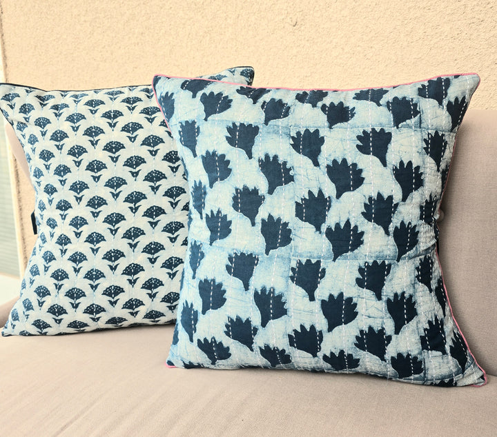 Indigo Kantha Cushion Cover - Ohana Earth