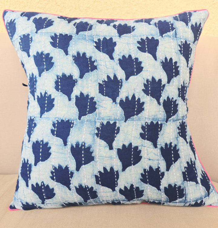 Indigo Kantha Cushion Cover - Ohana Earth