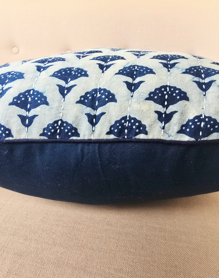 Indigo Kantha Cushion Cover - Ohana Earth