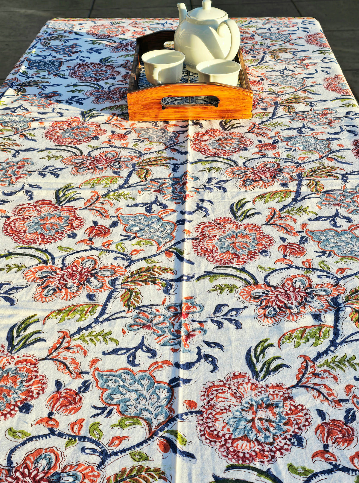 Flower Song Block Printed Table Cloth - Ohana Earth