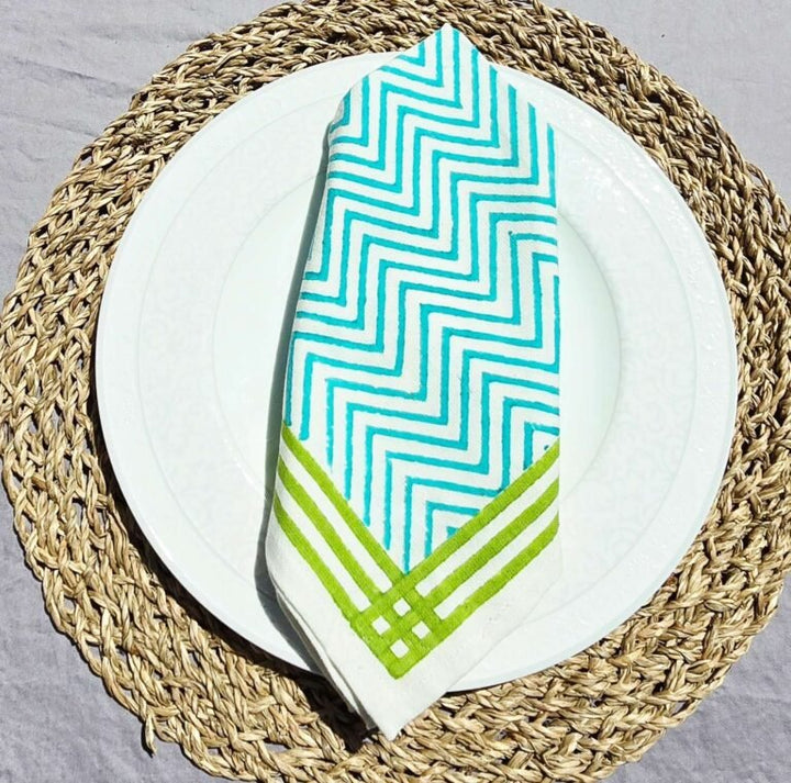 Green Chevron Cotton Napkin - Ohana Earth