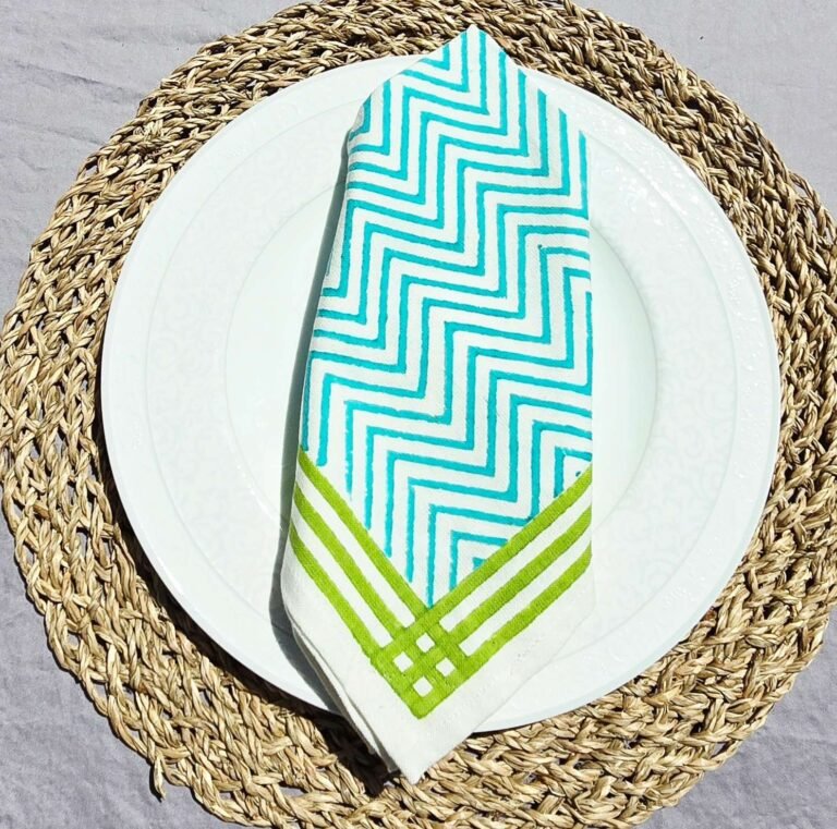 Green Chevron Cotton Napkin - Ohana Earth