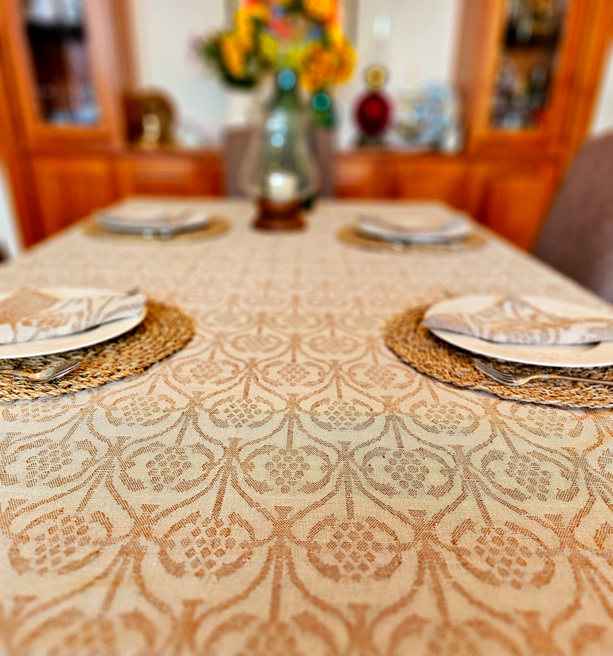 Fern - garden Pure Cotton Handwoven Jacquard Table cover - Ohana Earth