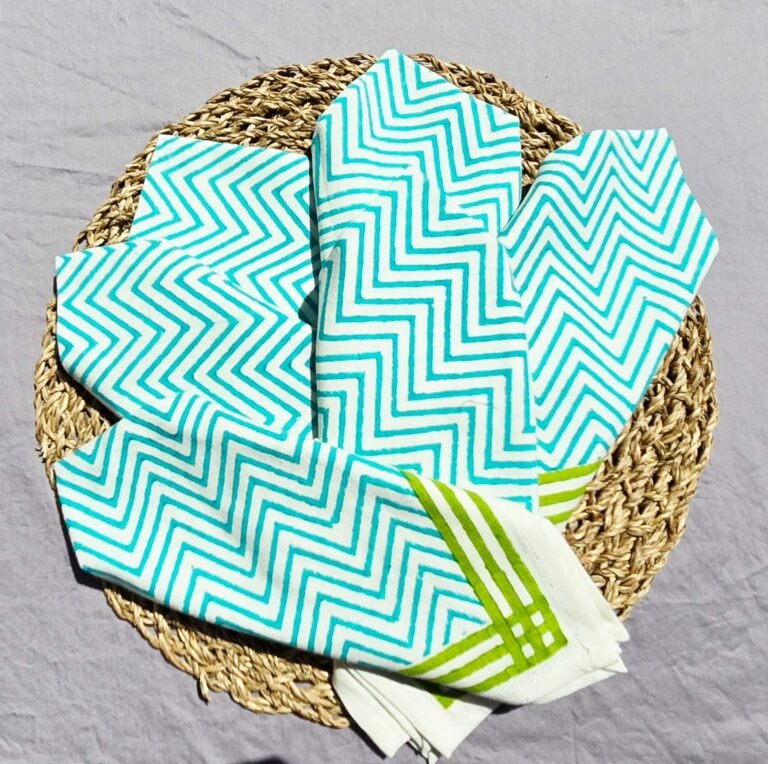 Green Chevron Cotton Napkin - Ohana Earth