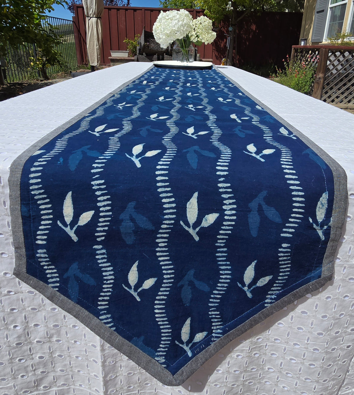 Indigo Cotton Handmade Table Runner - Ohana Earth