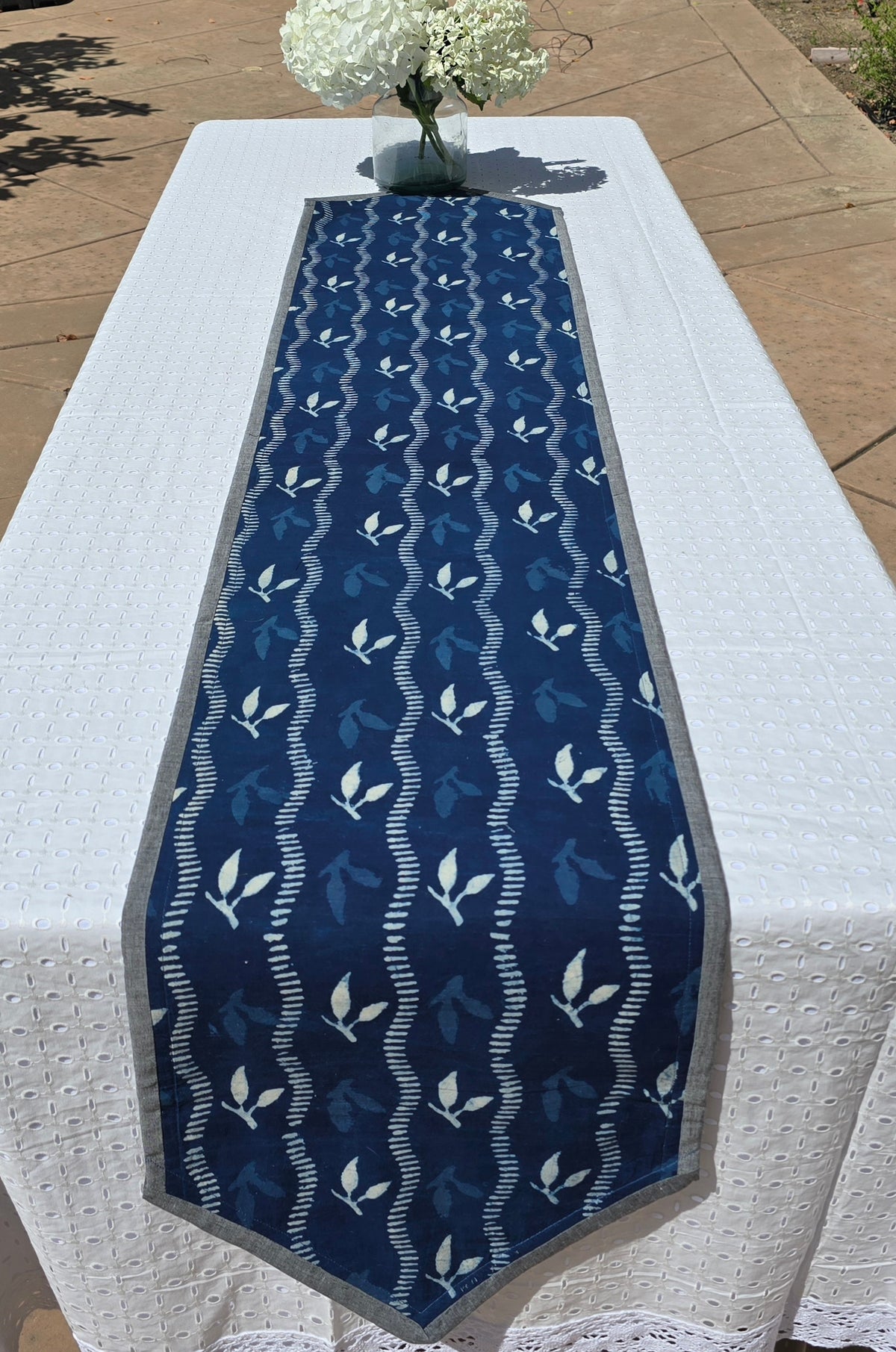 Indigo Cotton Handmade Table Runner - Ohana Earth