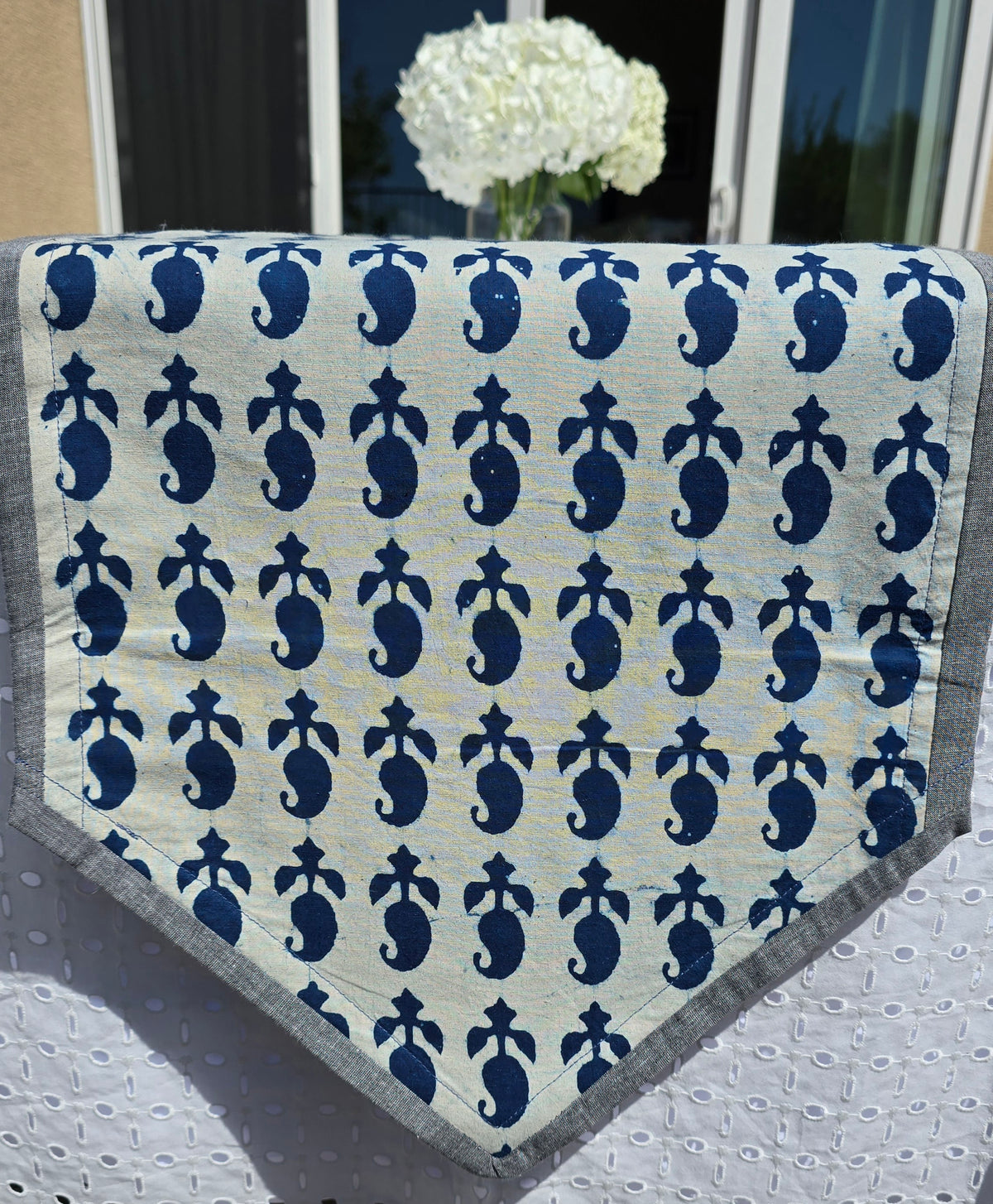Indigo Cotton Handmade Table Runner - Ohana Earth