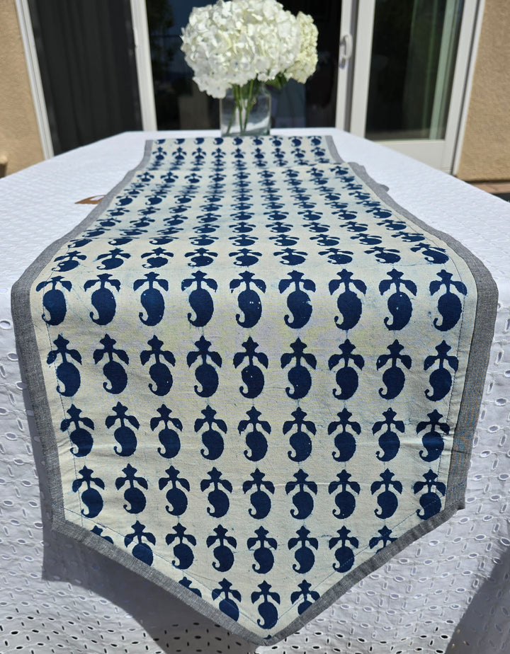 Indigo Cotton Handmade Table Runner - Ohana Earth