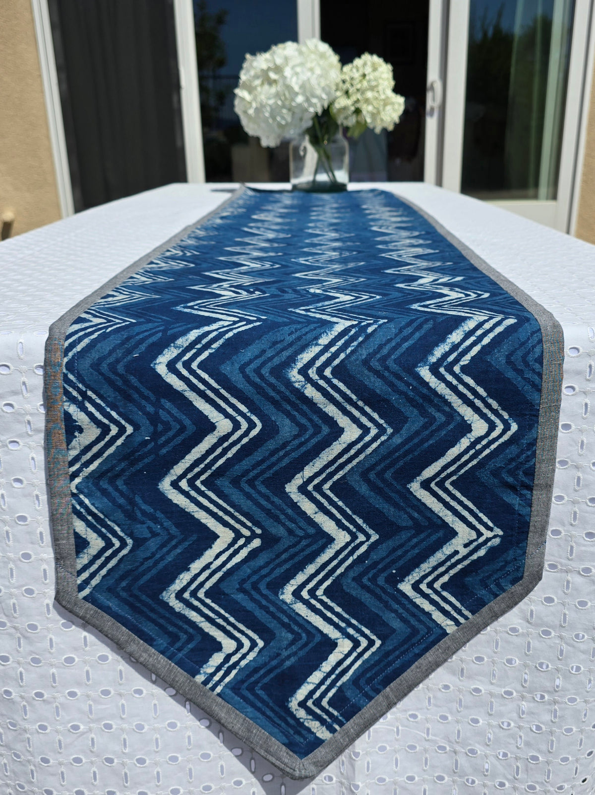 Indigo Cotton Handmade Table Runner - Ohana Earth