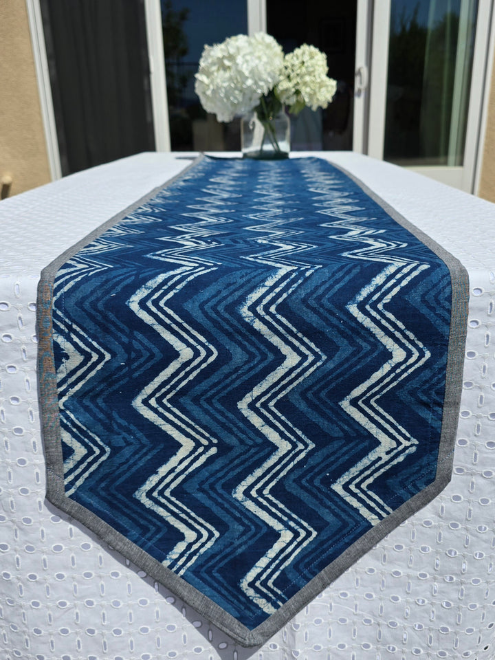 Indigo Cotton Handmade Table Runner - Ohana Earth