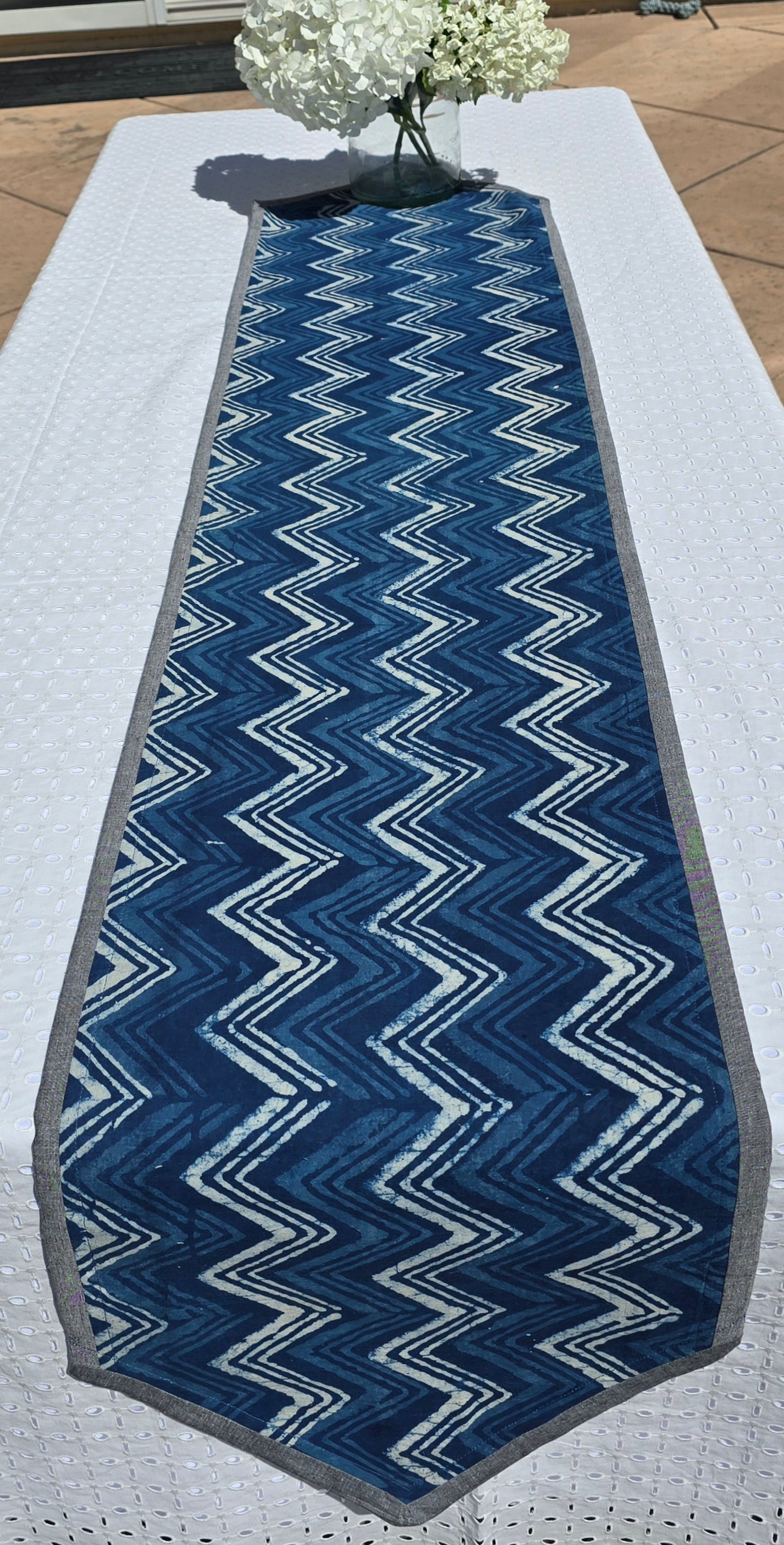 Indigo Cotton Handmade Table Runner - Ohana Earth