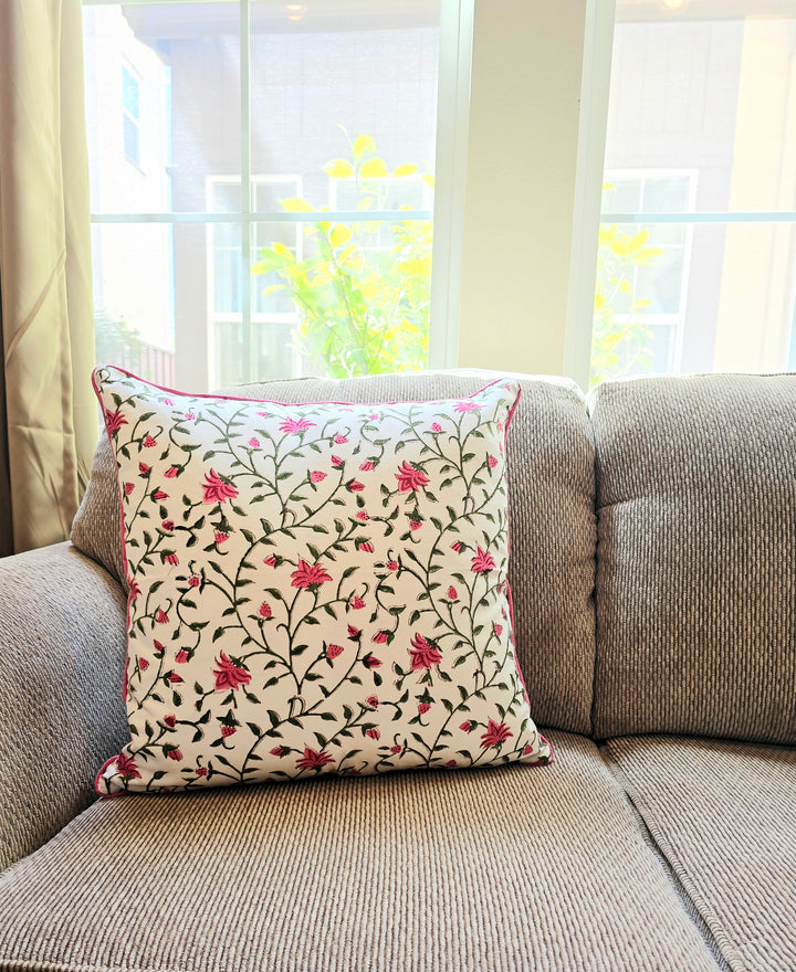 Hello Sunshine Hand Block Printed Cushion Cover - Ohana Earth