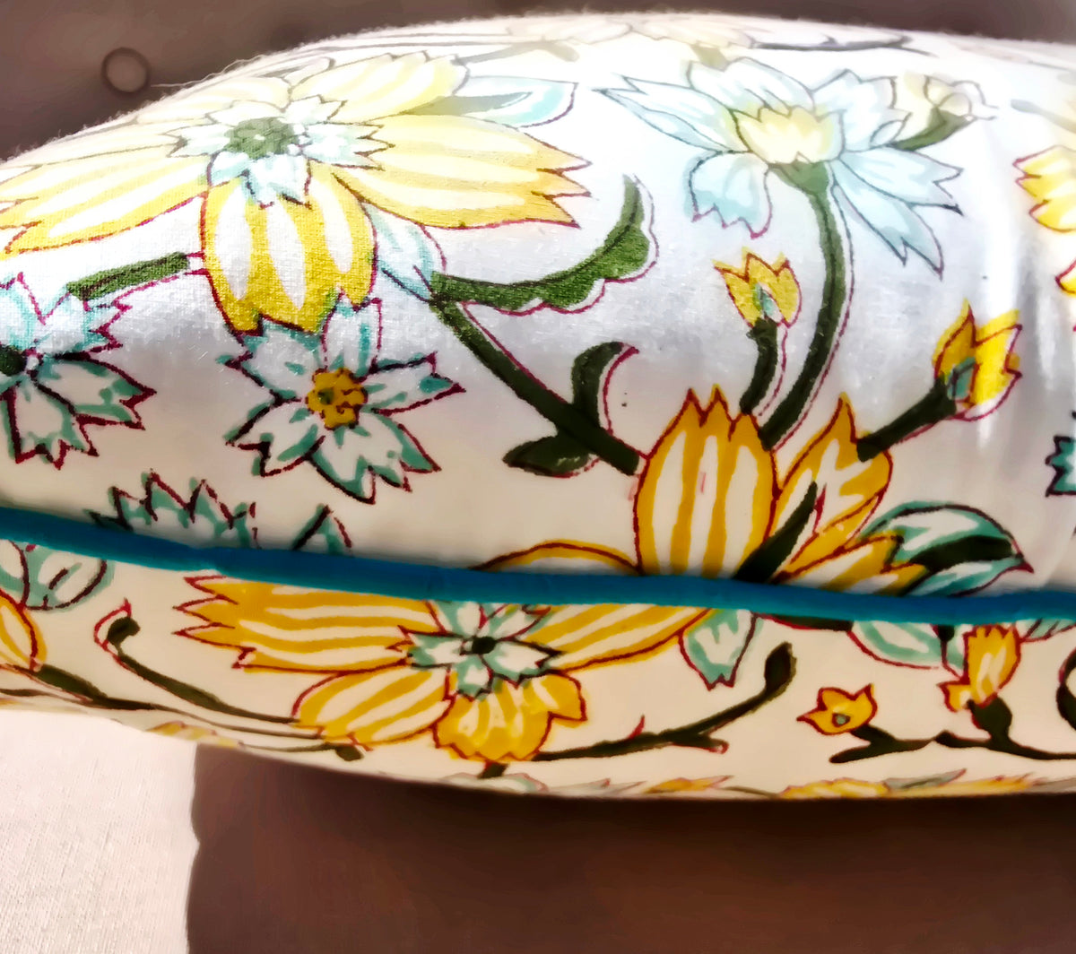 Hello Sunshine Hand Block Printed Cushion Cover - Ohana Earth