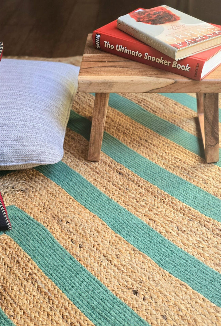 Green Herringbone Jute Rug - Ohana Earth