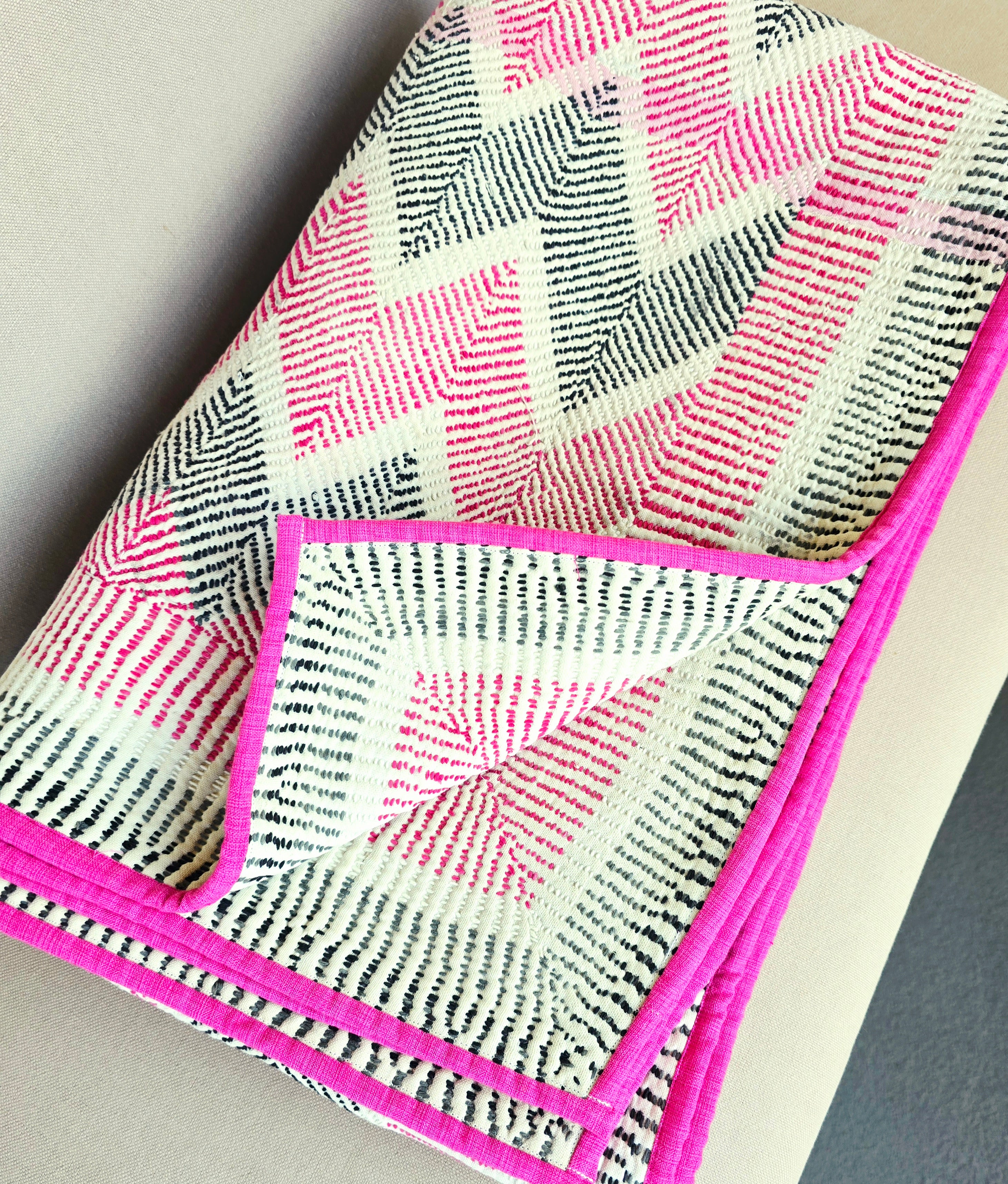 Vintage Lohori Kantha Quilt Throw – Hand Embroidered Reversible Kantha Quilt - Ohana Earth