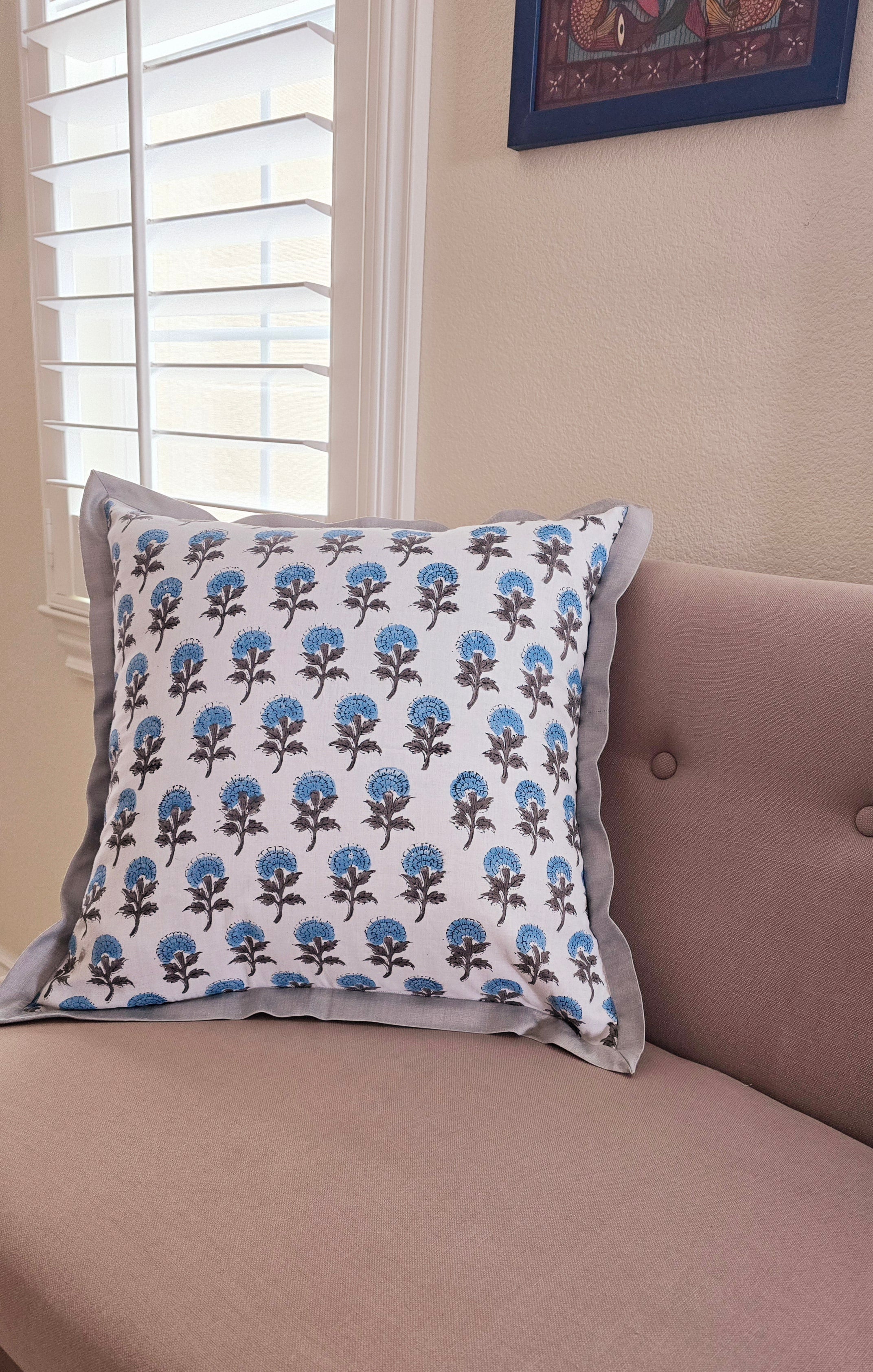 Pure Cotton Hand block Printed Cushion Cover - Ohana Earth