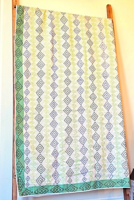 Spirit Kantha Quilt Throw – Hand Embroidered Vintage Kantha Quilt - Ohana Earth