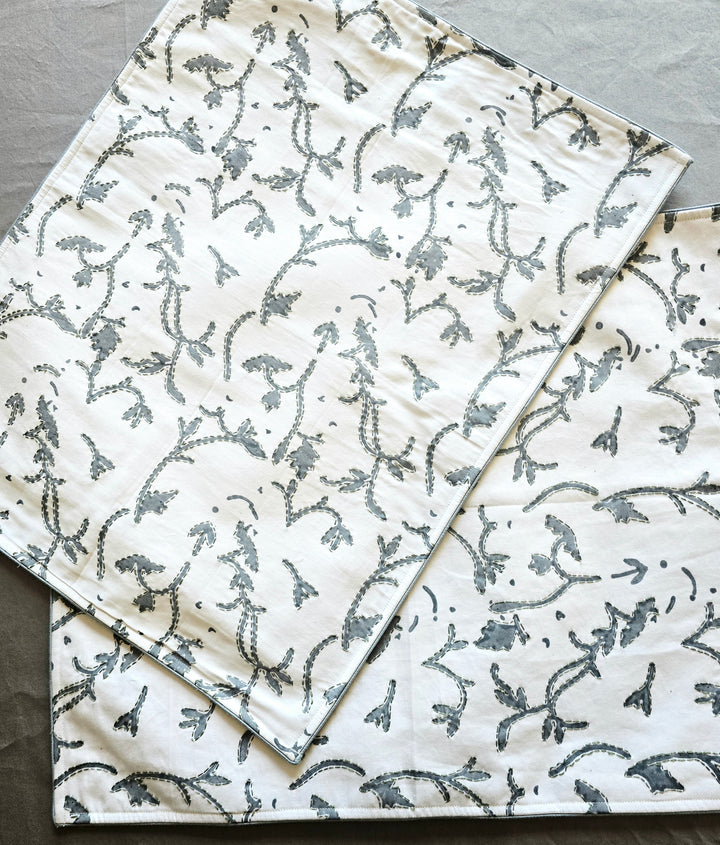 White Organic Cotton Kantha Placemat Set6 - Ohana Earth