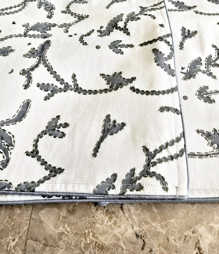 White Organic Cotton Kantha Placemat Set6 - Ohana Earth