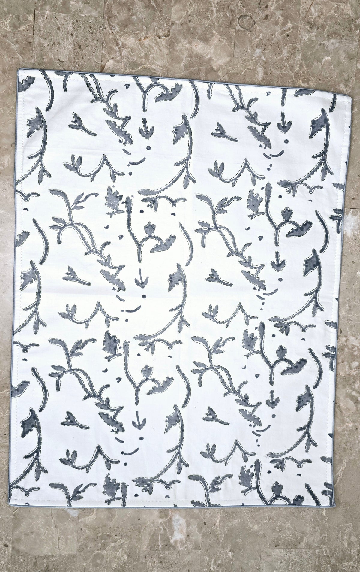White Organic Cotton Kantha Placemat Set6 - Ohana Earth