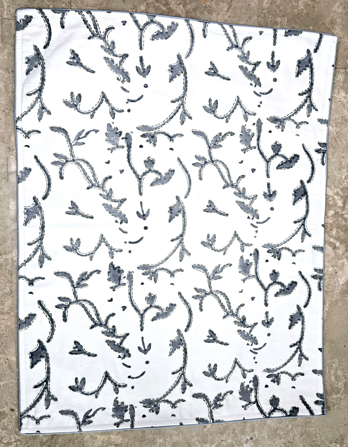 White Organic Cotton Kantha Placemat Set6 - Ohana Earth
