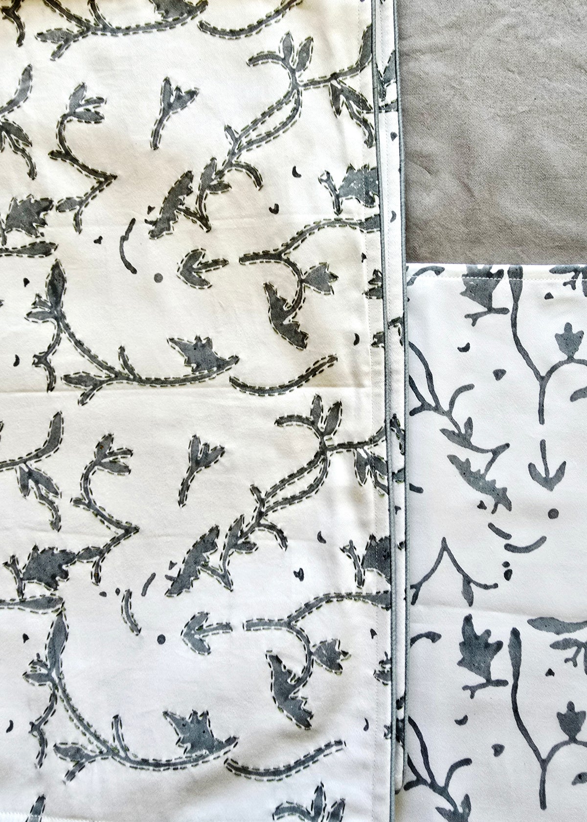 White Organic Cotton Kantha Placemat Set6 - Ohana Earth