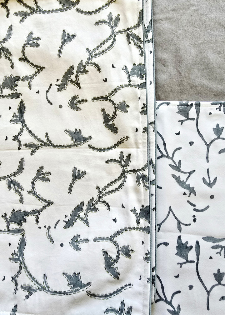 White Organic Cotton Kantha Placemat Set6 - Ohana Earth