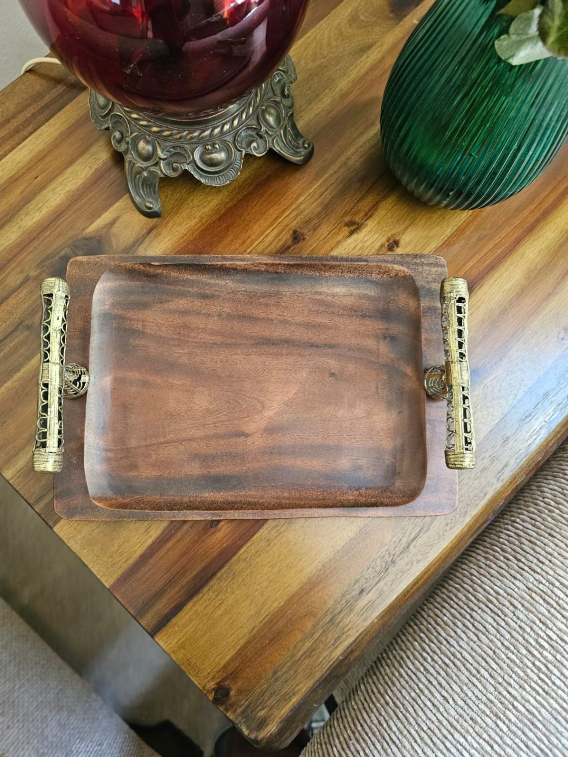 Wooden Square Dokra Tray - Ohana Earth