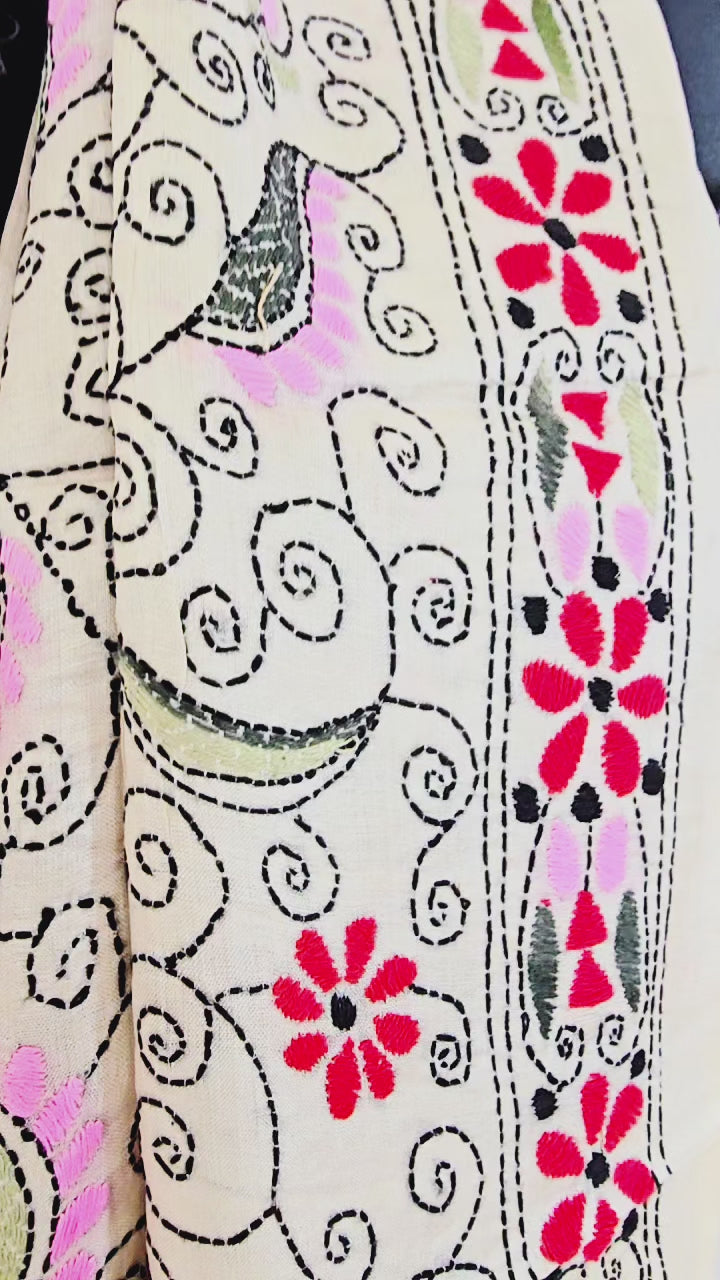 Ohana Earth handmade Kantha silk scarf ready for thoughtful gifting