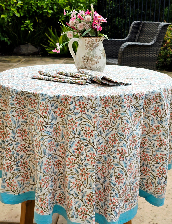 Round Table Set Floral White - Ohana Earth