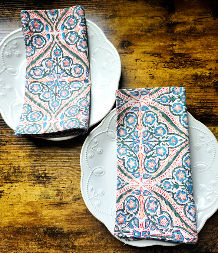 Round Table Set Floral Orange - Ohana Earth