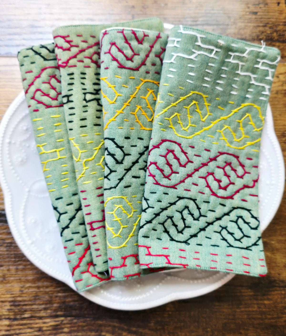 Hand-Embroidered Kantha Cocktail Napkins - Ohana Earth