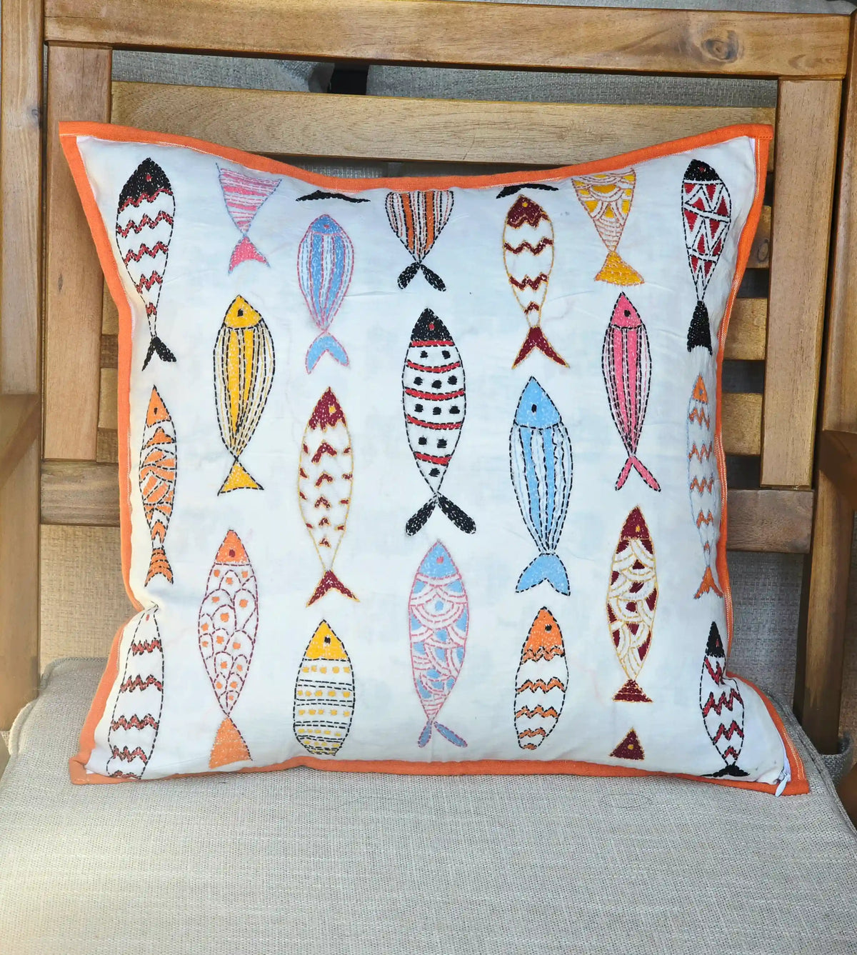 Handmade Kantha Fish Cushion Cover - Ohana Earth