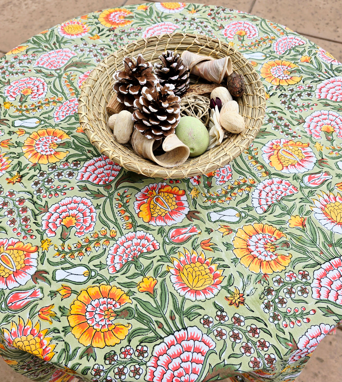 Round Table Set Floral Orange - Ohana Earth