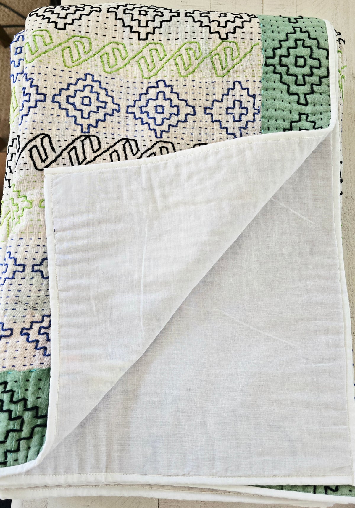 Spirit Kantha Quilt Throw – Hand Embroidered Vintage Kantha Quilt - Ohana Earth