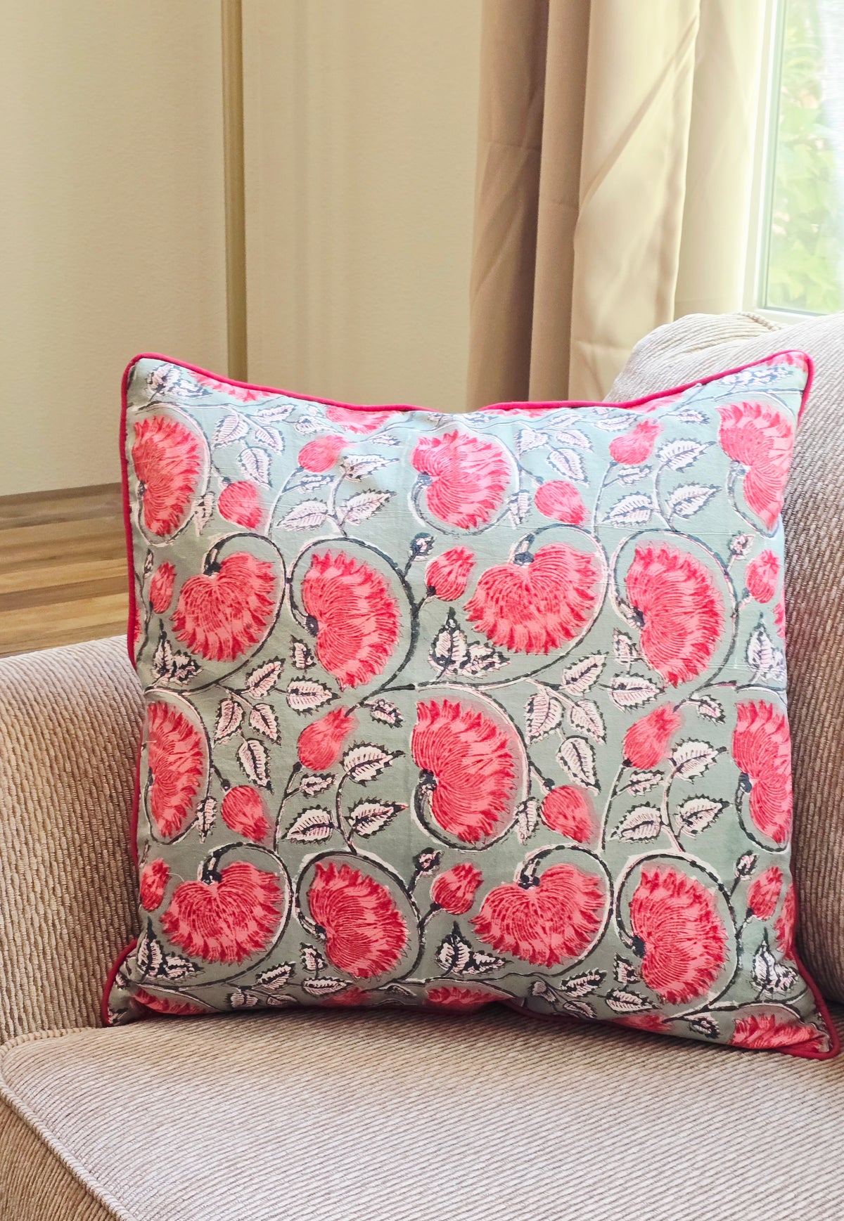 Hello Fall Hand Block Printed Cushion Cover - Ohana Earth