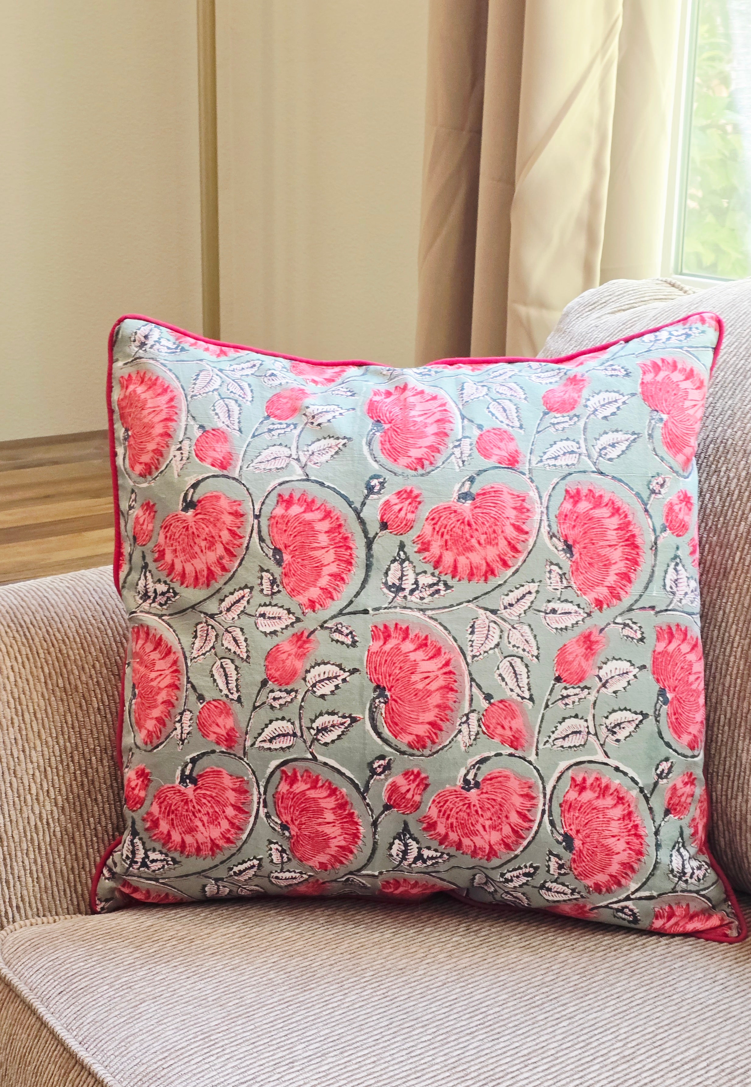 Hello Fall Hand Block Printed Cushion Cover - Ohana Earth